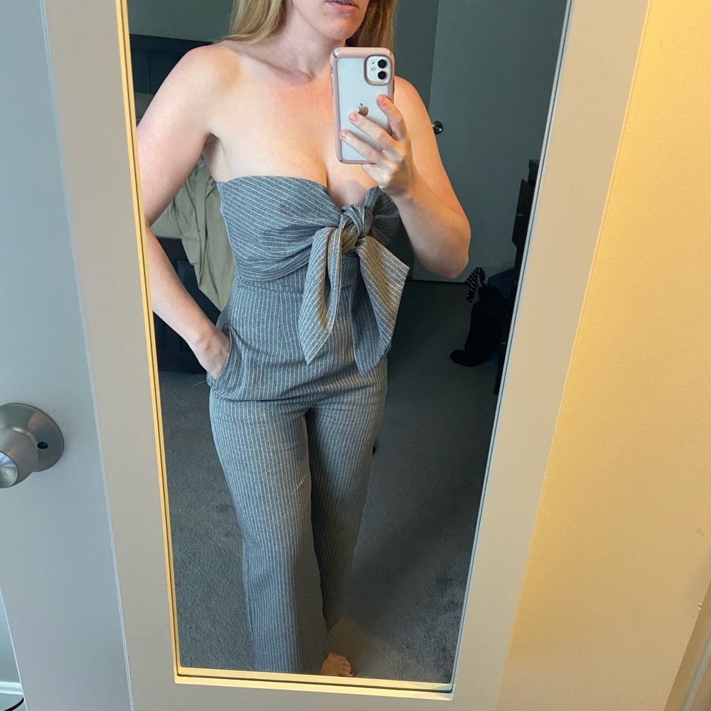 Gray pinstripe jumpsuit NWOT